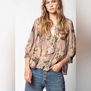 ZADIG & VOLTAIRE Toni Print Lurex Tunic Top